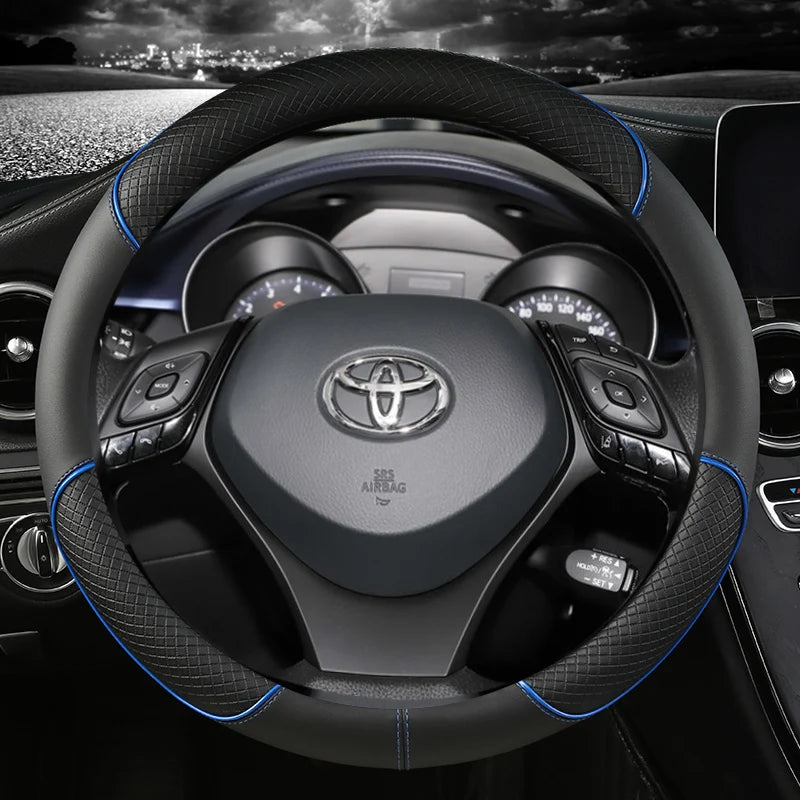 "Housse de volant de voiture de sport en cuir microfibre pour Toyota C-HR – Accessoire automobile de haute qualité conçu pour une prise en main sûre et une mise à niveau élégante. Durable, antidérapant et adapté aux modèles Toyota CHR."