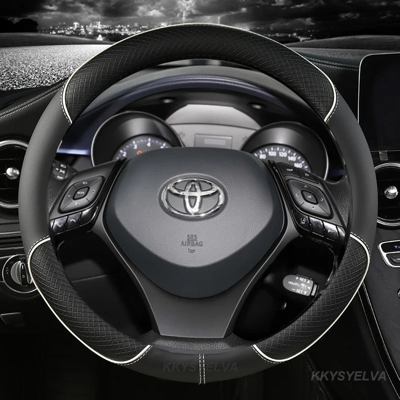 "Housse de volant de voiture de sport en cuir microfibre pour Toyota C-HR – Accessoire automobile de haute qualité conçu pour une prise en main sûre et une mise à niveau élégante. Durable, antidérapant et adapté aux modèles Toyota CHR."