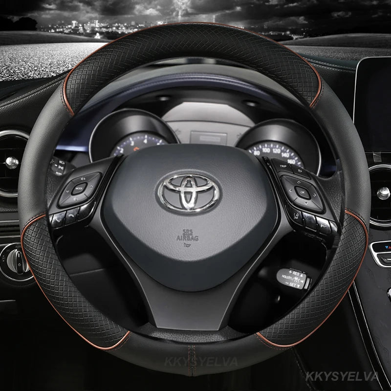 "Housse de volant de voiture de sport en cuir microfibre pour Toyota C-HR – Accessoire automobile de haute qualité conçu pour une prise en main sûre et une mise à niveau élégante. Durable, antidérapant et adapté aux modèles Toyota CHR."