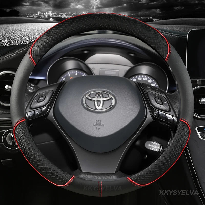 "Housse de volant de voiture de sport en cuir microfibre pour Toyota C-HR – Accessoire automobile de haute qualité conçu pour une prise en main sûre et une mise à niveau élégante. Durable, antidérapant et adapté aux modèles Toyota CHR."