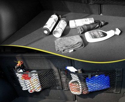 Solution de stockage de chargement extensible et durable – Maintient les articles en sécurité et empêche tout déplacement – ​​Facile à installer, ajustement universel pour tous les coffres de véhicules – Idéal pour les courses et l'équipement.